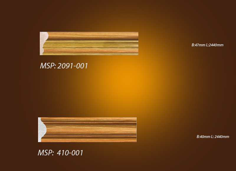 Mẫu phào chỉ PS màu vân gỗ 2091-001 vs 410-001