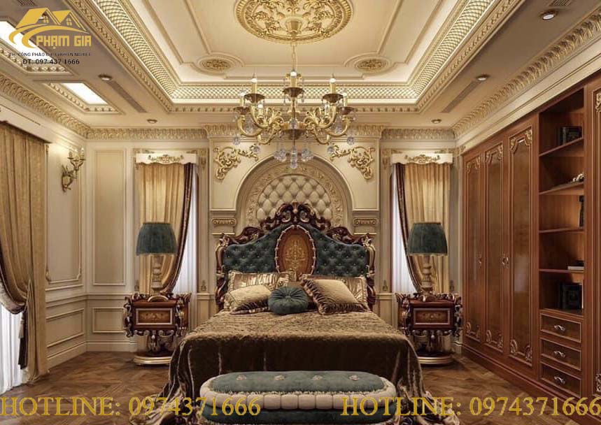 Thi công phào chỉ phòng ngủ phong cách hoàng gia tại Vĩnh Phúc CT-2221