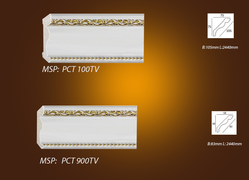 Mẫu phào chỉ phào nẹp - chỉ khung tranh hoa vàng PCT 100TV VS PCT 900TV