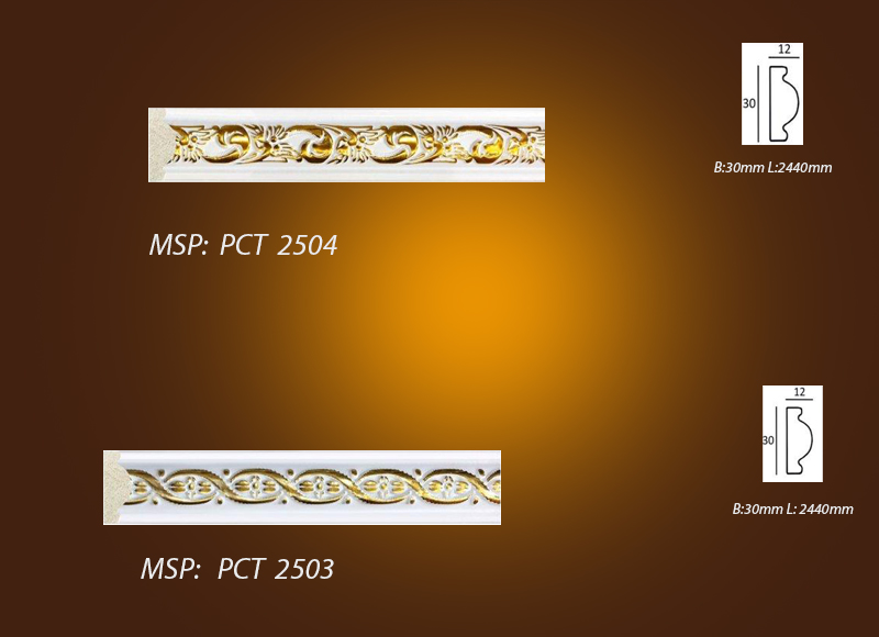 Mẫu phào chỉ phào nẹp - chỉ khung tranh hoa vàng PCT 2504 VS PCT 2503