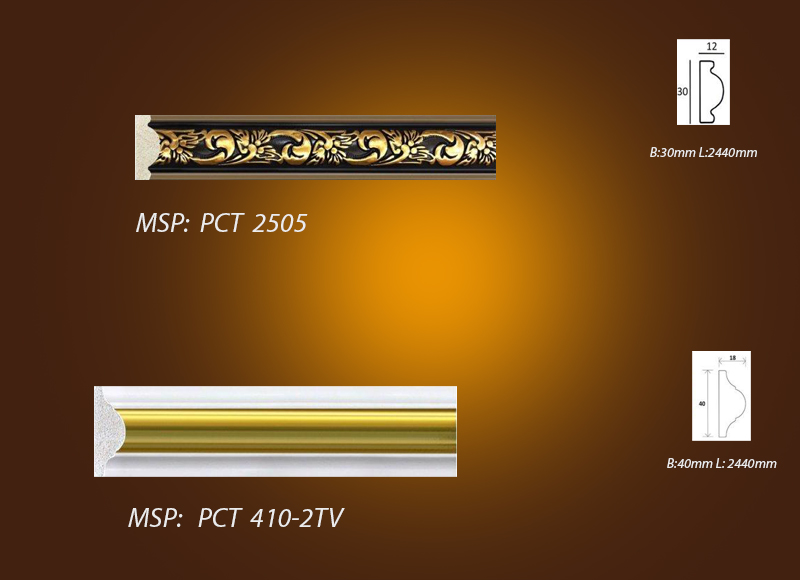 Mẫu phào chỉ phào nẹp - chỉ khung tranh hoa vàng PCT 2505 VS PCT 410-2TV