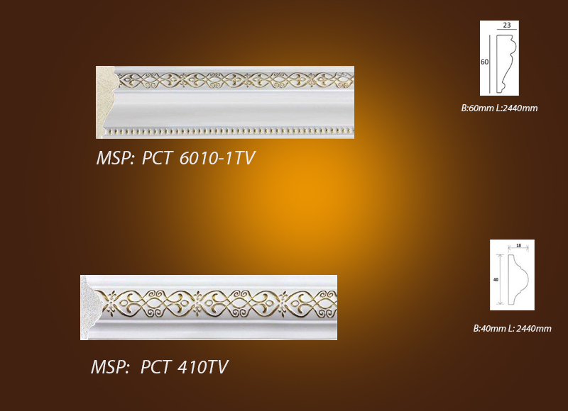 Mẫu phào chỉ phào nẹp - chỉ khung tranh hoa vàng PCT 6010-1TV VS PCT 410TV