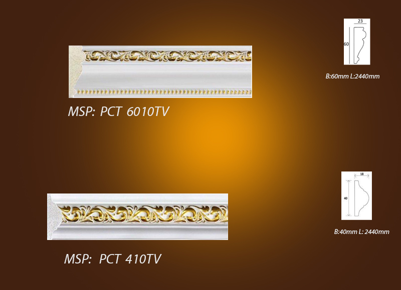 Mẫu phảo chỉ phào nẹp - chỉ khung tranh hoa vàng PCT 610TV VS PCT 410TV
