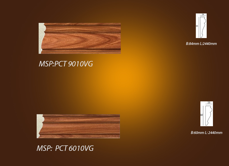 Mẫu phào chỉ vân gỗ màu Óc Chó PCT 9010VG vs PCT 6010VG