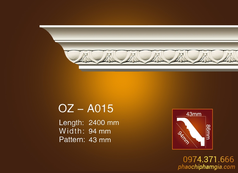 Mẫu phào cổ trần hoa văn OZ-A015