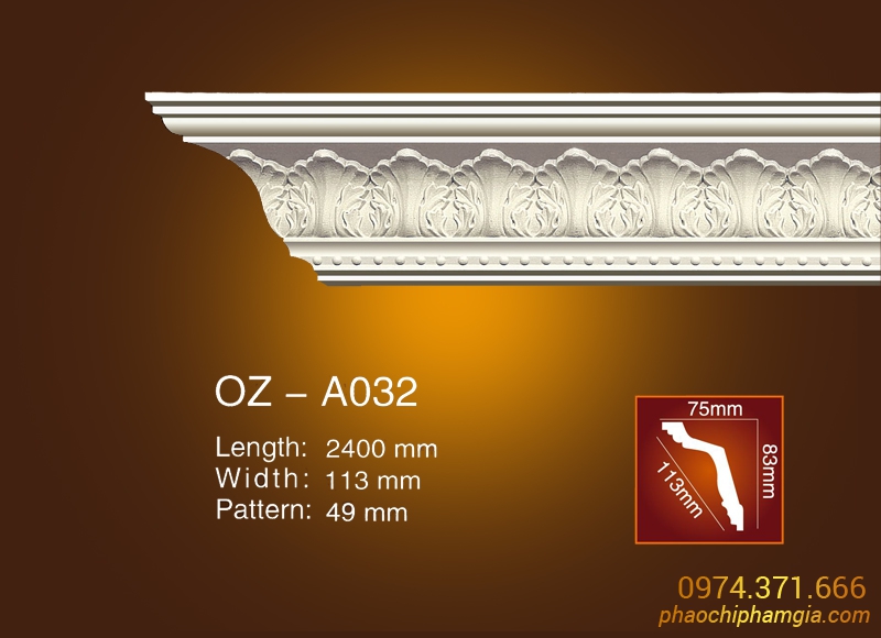 Mẫu phào cổ trần hoa văn OZ-A032