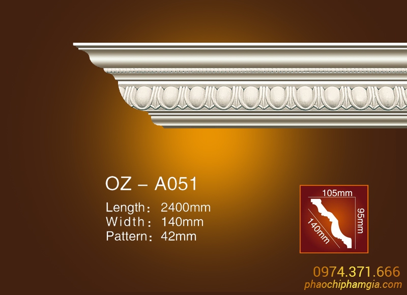 Mẫu phào cổ trần hoa văn OZ-A051
