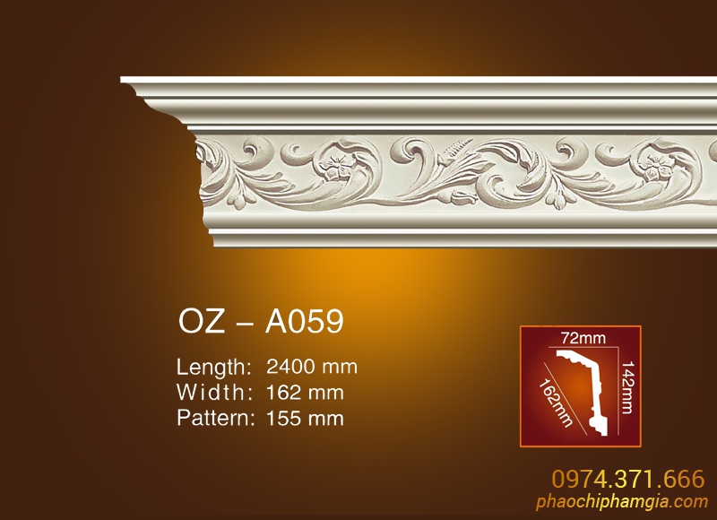 Mẫu phào cổ trần hoa văn OZ-A059