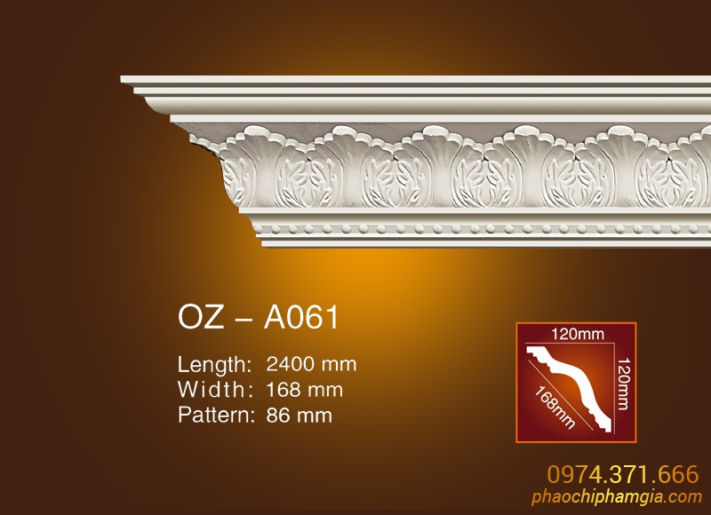 Mẫu phào cổ trần hoa văn OZ-A061