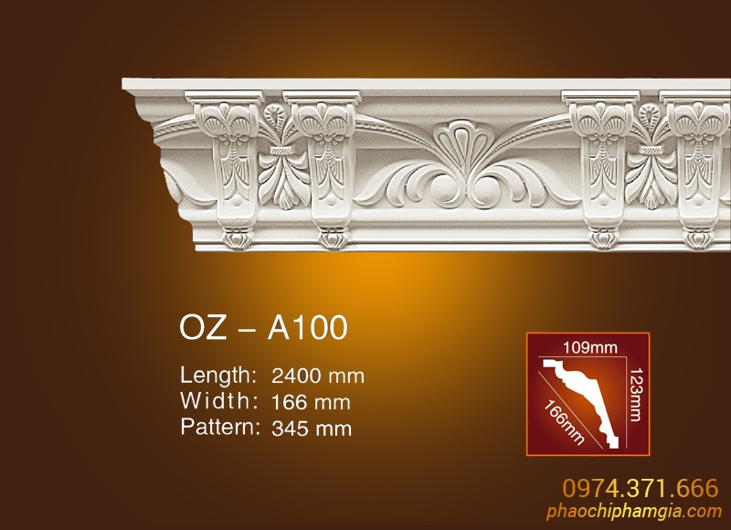 Mẫu phào cổ trần hoa văn OZ-A100