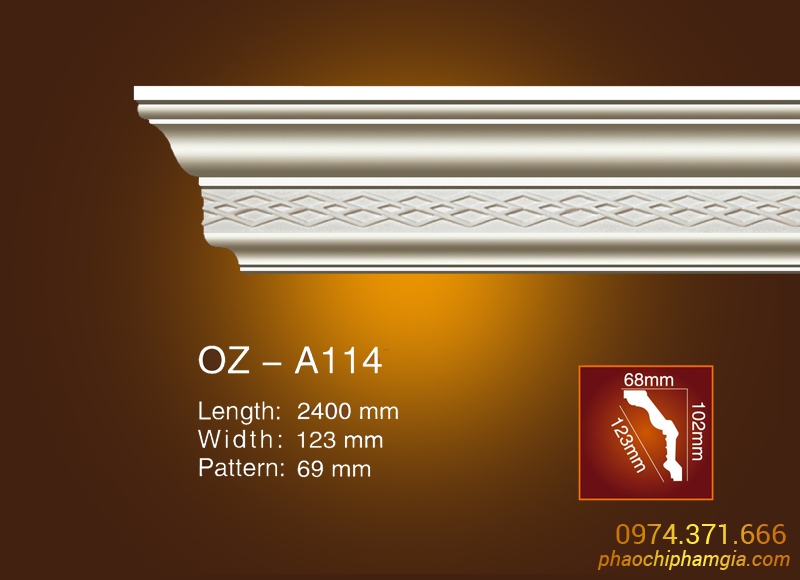 Mẫu phào cổ trần hoa văn OZ-A114