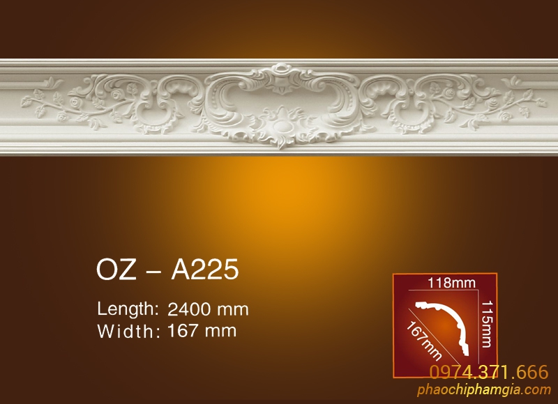Mẫu phào cổ trần hoa văn OZ-A225