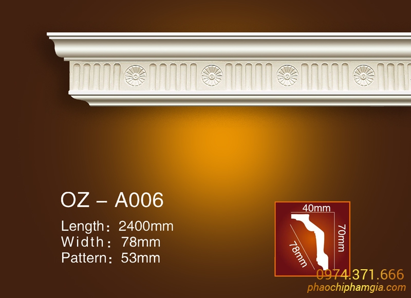 Mẫu phào cổ trần PU OZ-A0006
