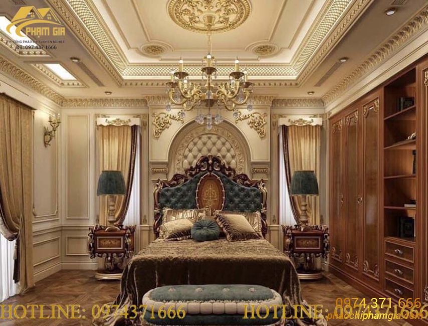 Thi công phào chỉ phòng ngủ phong cách hoàng gia tại Vĩnh Phúc CT-2221